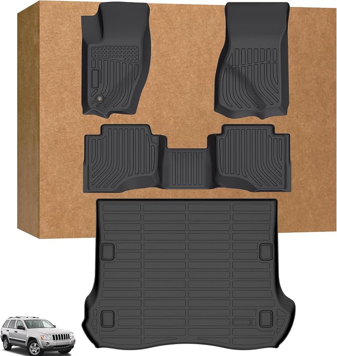 Floor Mats & Cargo Liner for Jeep Grand Cherokee 2005-2010, Grand Cherokee WK Laredo, Limited, Summit All Weather Floor Liners, 2005 Jeep Grand Cherokee Accessories, TPE Duty Waterproof Trunk Liners