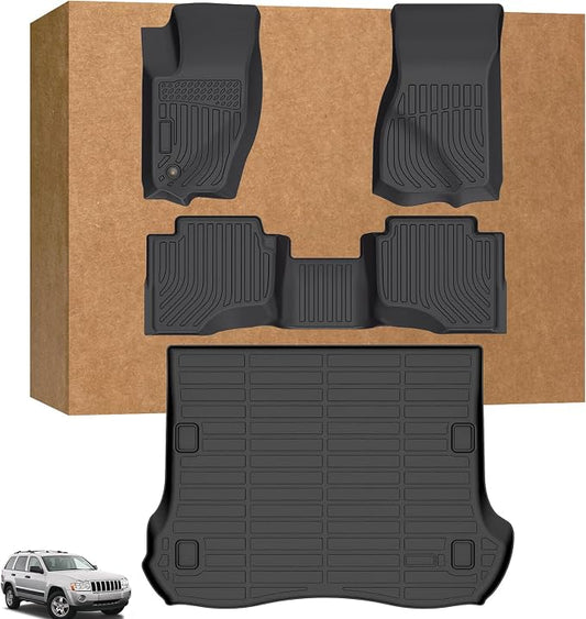 Floor Mats & Cargo Liner for Jeep Grand Cherokee 2005-2010, Grand Cherokee WK Laredo, Limited, Summit All Weather Floor Liners, 2005 Jeep Grand Cherokee Accessories, TPE Duty Waterproof Trunk Liners