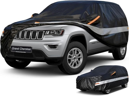 10 Layers SUV Car Cover Custom Fit for Jeep Grand Cherokee (2010-2026) Waterproof All Weather for Automobiles, Outdoor Full Cover Sun UV Rain Protection with Cotton.Black