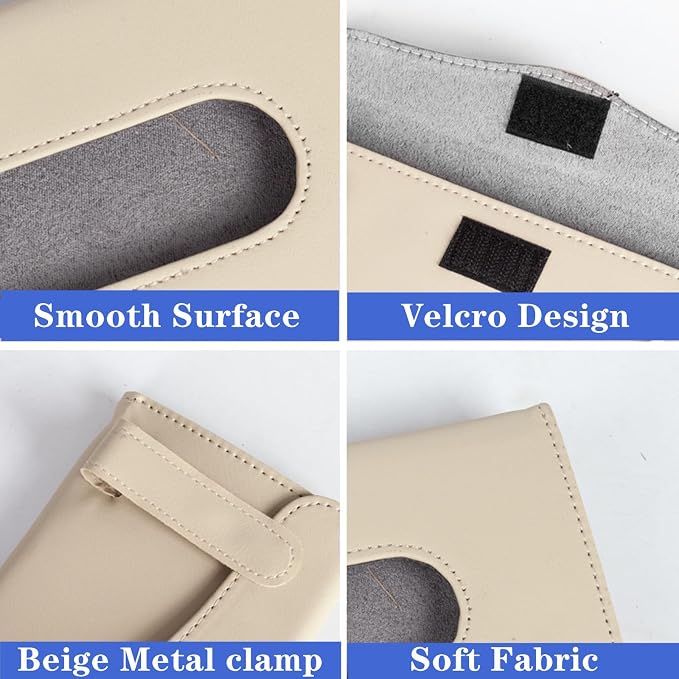YVPSI Car Tissue Holder Sun Visor Napkin Holder with Tissue (Beige) | Refill Car Mask Holder PU Leather Tissue Box Tissue Box Holder Hanging Tissue Holder Mask Dispenser for Car