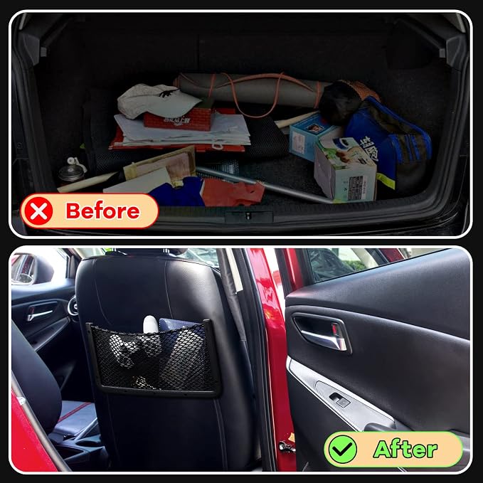 Frienda 2 Pcs Boat Storage Net Bag, ABS Plastic Car Framed Mesh Net Holder, Phone & Cargo Organizer with Screws for Auto, Rv, Boat, Pontoon, Truck Pocket Storage (16 x 8 Inch)