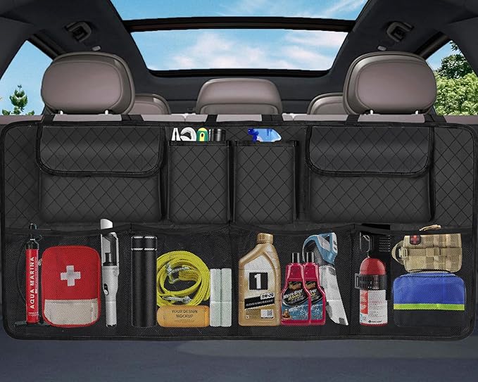 Car Trunk Organizer and Storage, Large Capacity Backseat Hanging Storage Accessories, Backseat Car Organizer for SUV/MPV/Truck (Black)