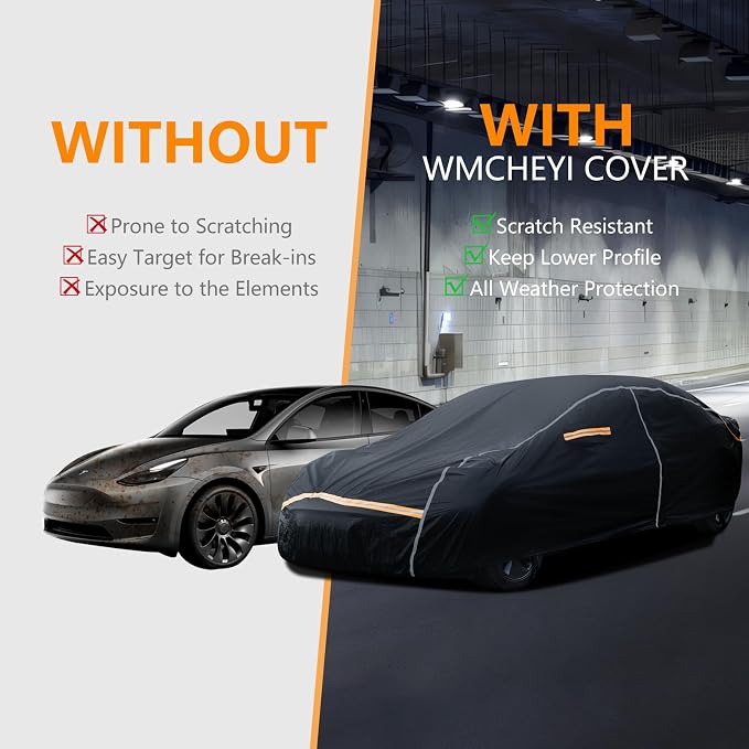 Car Cover Waterproof All Weather, 6 Layers Car Covers for Automobiles, Full Exterior Cover with Zipper, Outdoor Car Cover Sun UV Rain Snow Wind Protection, Fit for 180"(180*70*59 inch)Sedan