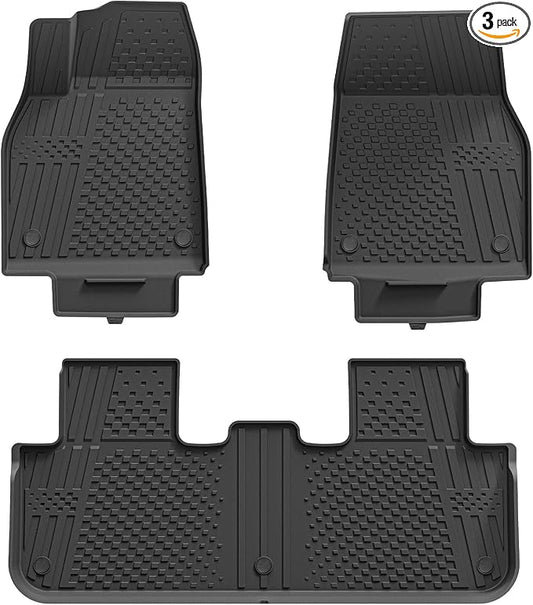 3W Floor Mats Compatible for Tesla New Model Y 2025 2026 Juniper(Not for Standard), TPE All Weather Custom Fit Floor Liner for Model Y, 1st & 2nd Row Set Car Mats, Black