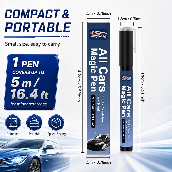 Car Scratch Remover Pen, All Cars Magic Pen, 2 PCS | Waterproof Clear Paint Repair Pen Touch Up Pen for Quick Automotive Scratch Removal for All Vehicle Colors (8ML)
