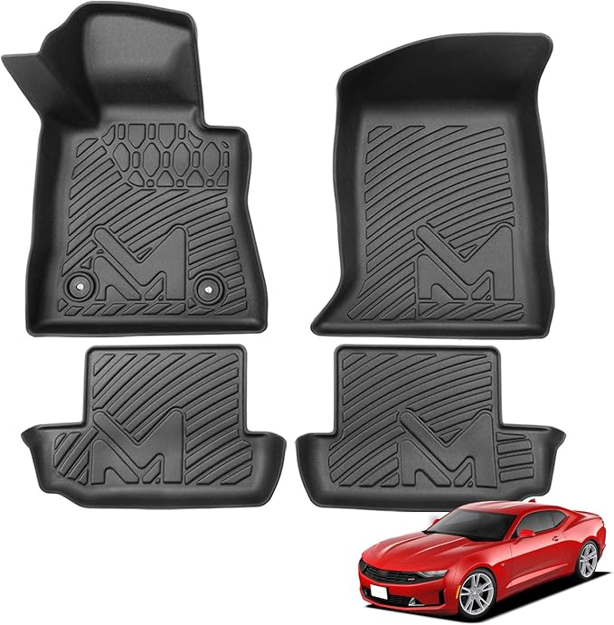 TPE Automotive Floor Mats Custom for 2016-2024 Chevrolet Chevy Camaro, All Weather Cover Protection Waterproof Black Floor Liner Front & Rear Row Full Set Car Mats, 4PCS
