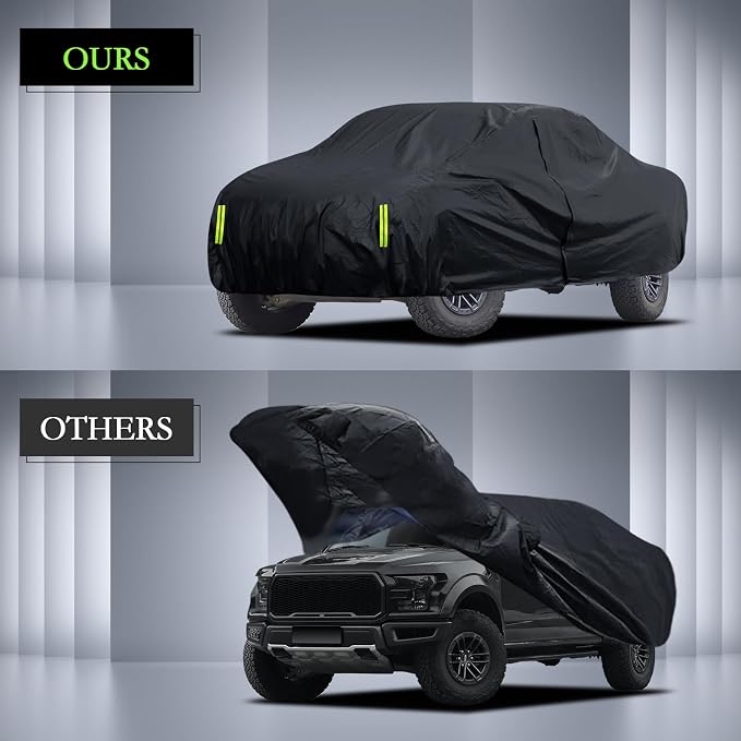 Truck Cover Waterproof All Weather, Migaven Truck Cover Custom Fit for Ford F150 Raptor Chevrolet Silverado 1500, Windproof Covers with Door Zipper (Not Include Mirror Pocket)