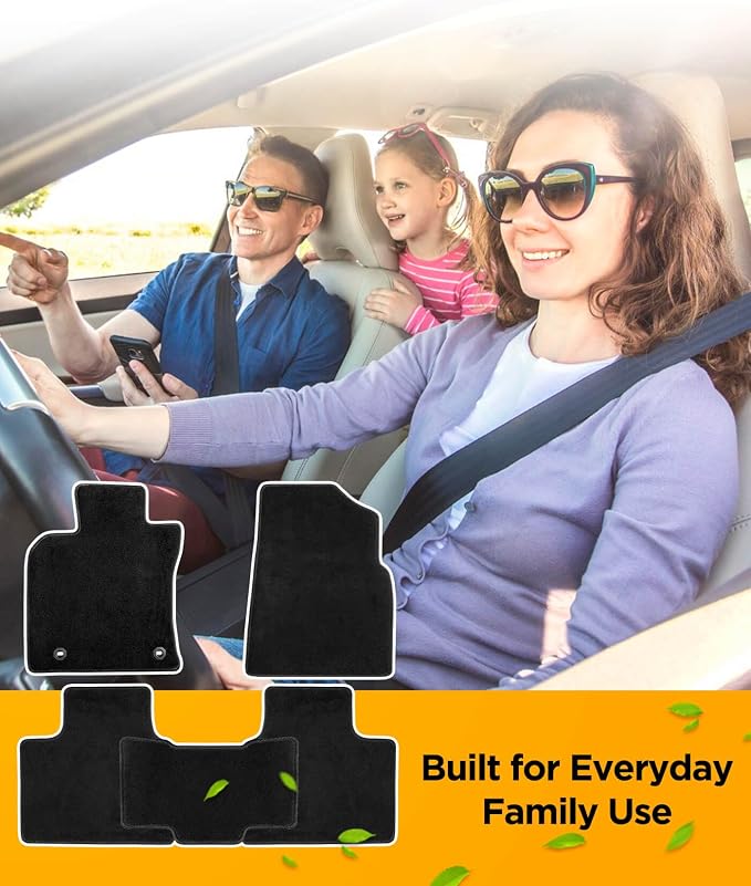 Carpet Floor Mats for Toyota Camry 9th 2025 2026 LE/SE/XLE/XSE, All Weather Full Black Rugs with Non-Slip Nibs Custom Fit for Front & 2nd Rear Row, Noise-Reducing Waterproof Odorless Car Accessories