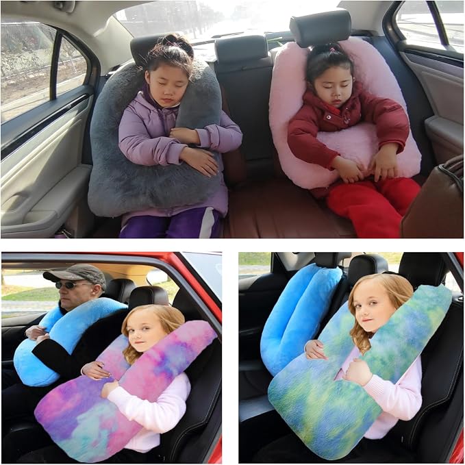 FHSGGP Travel Pillow Car Pillow Kid Car Sleeping Colorful Purple | The Sleeping Aid for Adults and Kids on Road Trips Kids Travel Pillow