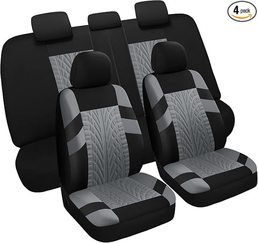 Pariitadin Car Seat Covers Full Set, Washable and Breathable Premium Cloth Automotive Vehicle Seat Cover for Car Interior, Universal Fit for Most Cars, Sedan, Truck, SUV(Black/Gray)