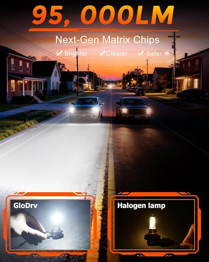 H 11 Light Bulbs for Cars, 6500K Cool White 95,000 LM 1500% Ultra Bright,1:1 Beam Pattern Led Fog Light, Plug and Play,Pack of 2