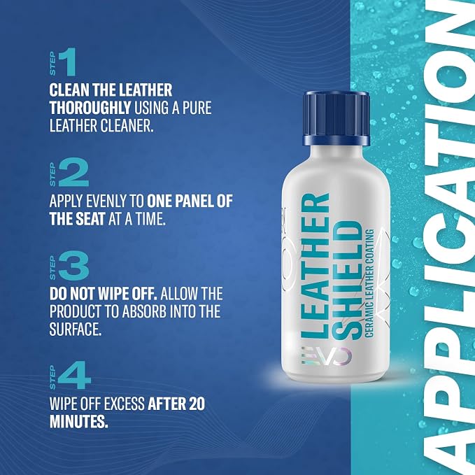 Gyeon Leather Shield EVO 50 ml - Ceramic Coating Liquid for Leather | All Types of Natural Leather, Tesla Vegan | No Change in Finish of Upholstery |Repels Dirt and Liquid, Car Interior UV Protector