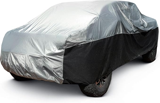 Season Guard Ultimate Plus Truck Cover,100% Waterproof Aluminium with Cotton Fleece and Breathable Fabric with Two Extra 19.6ft Windproof Tie Down Straps,Fits Truck up to 240"