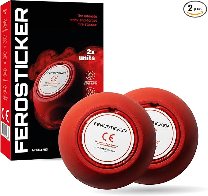 Small Automatic Fire Extinguisher (2 Pack) | For electrical panels, fuse boxes, lithium batteries, inverters, solar systems, vehicles, boats and technical compartments.