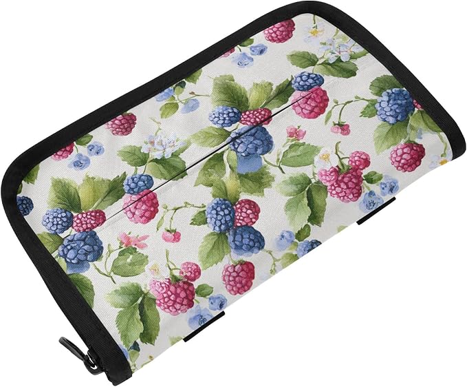 Mulberry Blueberry Raspberry White Car Tissue Holder Durable Napkin Holder Hanging Tissue Holders Case Car Tissues Bag for Sun Visor Seat Back Universal Auto