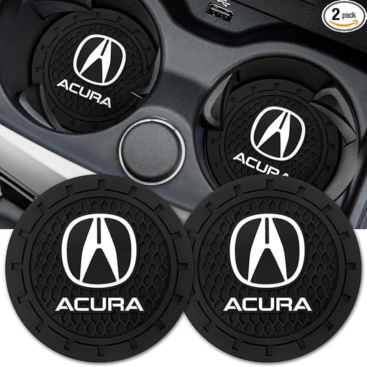Acura Car Cup Holder Coaster for CDX NSX RDX RLX TLX Silicone Cupholder Coaster, Car Interior Accessories, 2.76 Inch 2 Pieces, Black