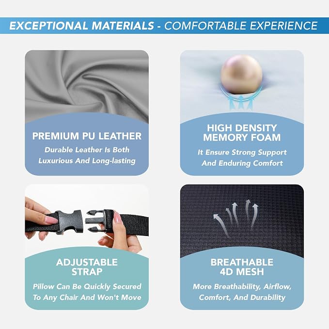 Lofty Aim Lumbar Support Pillow for Car, Car Seat Back Support for Driving | Memory Foam Car Lumbar Support for Driving Seat, Car Back Cushion, Adjustable Straps, Lower Back Pillow, Office Chairs, Gray