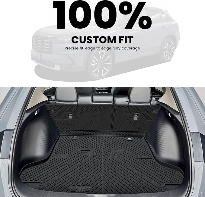 LASFIT Cargo Mat with Backrest Mat for Honda HRV 2023-2027 & for Acura ADX 2025-2026, All Weather TPE Custom Fit Trunk Mat Cargo Liner with Seatback Mat Accessories, Black