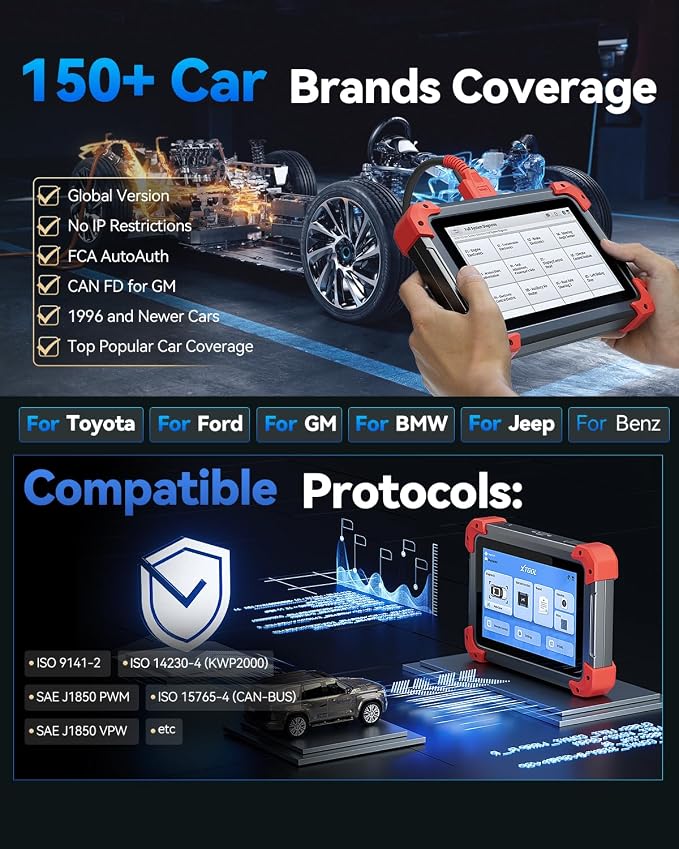 XTOOL D7 Bidirectional Scan Tool, AI-Assisted OBD2 Scanner Diagnostic Tool, 39+ Resets, ECU Coding, Full System Car Scanner with EPB, Injector Test, Throttle, Crank Sensor Relearn, FCA/CANFD/DoIP