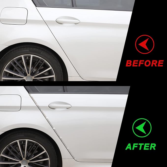 TOMALL Bling Car Door Guard Crash Bumper Crystal Anti-Scratch Strip Sticker Crystals Car Door Bumper Protector Accessory DIY for Interior and Exterior Decoration Styling Accessories AB White