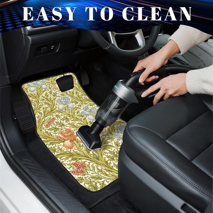 Sunflower Car Floor Mats Set of 4 Vintage Daisy Bee Wood Rustic Automotive Foot Mats Rugs Carpet for Car Non-Slip Auto Car Accessories Universal Fit Car Accessories for Truck
