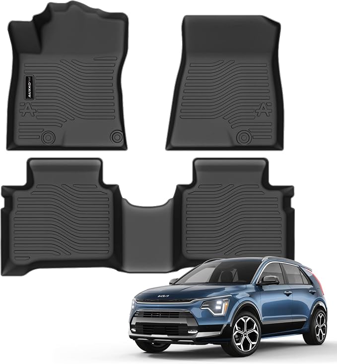 All Weather Floor Mats Fit for 2023-2026 Kia NIRO Hybrid (Not PHEV or EV) TPE Rubber Liners Set NIRO Accessories All Season Guard Odorless Anti-Slip Floor Mats