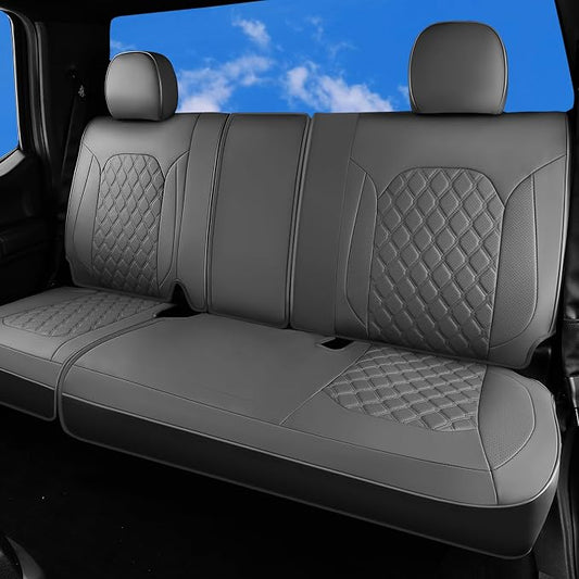 Huidasource Fit for Gray Chevy Silverado/GMC Sierra Rear Seat Covers, Thickened Split Nappa Leather Truck Back Seat Cover 2007-2013&2019-2026 1500, 2020-2026 2500HD 3500HD Crew Cab WT LS LT
