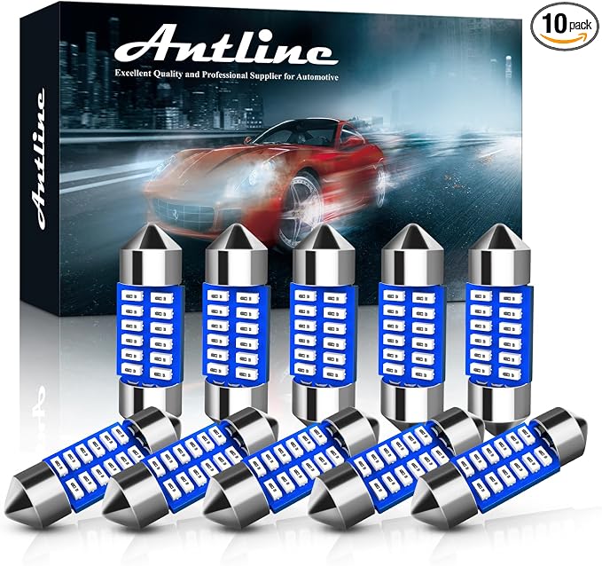 Antline 6614 6641 6612F 6615 F30-WHP TS-14V1CP 28MM 29MM 1.14”LED Bulb Blue, Super Bright Canbus Error Free 12 Volt Replacements for Interior Dome Map Vanity Mirror Sun Visor Lights (Pack of 10)