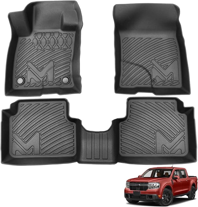 TPE Automotive Floor Mats Custom for 2022-2026 Ford Maverick (Not for Hybrid) &21-25 Bronco Sport, All Weather Cover Protection Waterproof Black Floor Liner Front & Rear Row Full Set Car Mats, 3PCS