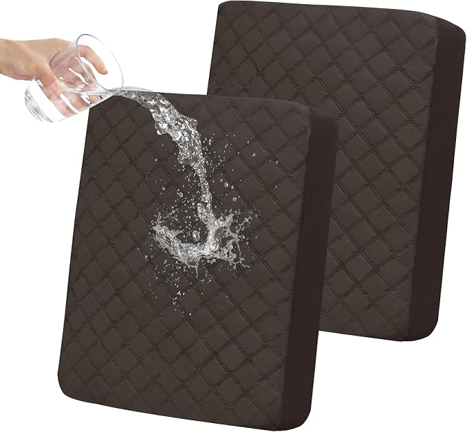 Easy-Going Waterproof Couch Cushion Covers, Non-Slip Leakproof Sofa Seat Cushion Slipcovers, Quilted and Stretch Furniture Protector for Dogs, Pets (2-Piece Sofa Cushion, Chocolate)