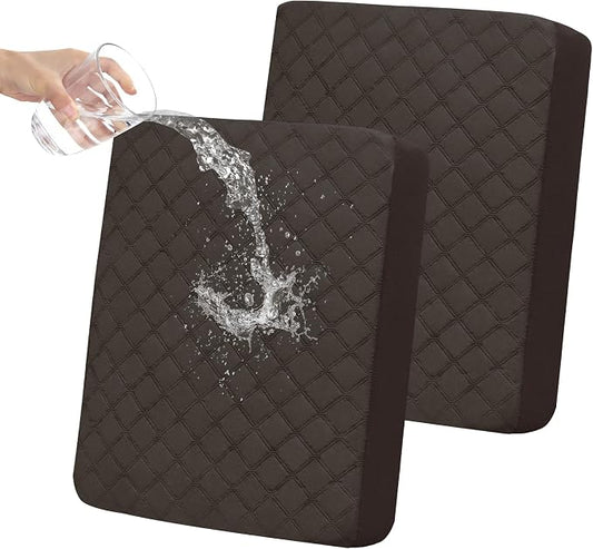 Easy-Going Waterproof Loveseat Cushion Covers, Non-Slip Leakproof Sofa Seat Cushion Slipcovers, Quilted and Stretch Furniture Protector for Dogs, Pets (2-Piece Loveseat Cushion, Chocolate)