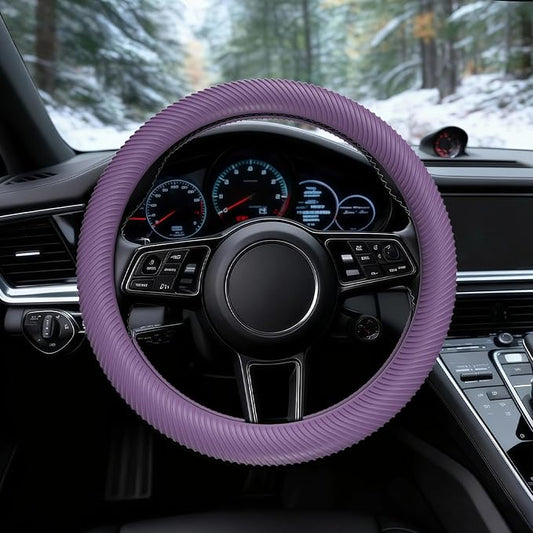 WOCOCN Car Steering Wheel Cover, Thin Anti-Skid Silicone Steering Wheel Cover for Men & Women, Universal Automotive Interior Accessories for Most Cars (Purple)