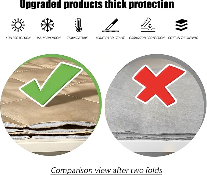7 Layers Waterproof Cover, Heavy Duty Car Covers with Zipper Door, All-Weather Car Cover – Protects Against UV Rays, Hail, Water, Dust & Snow, Universal Fit Sedan 186" to 193"(Khaki)