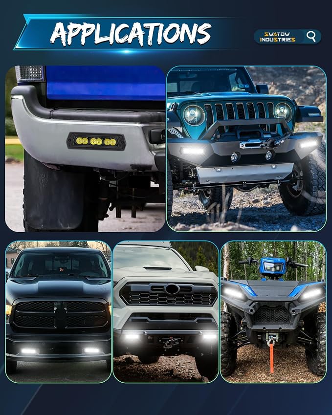 Flush Mount Pod Lights 7 Inch, SWATOW INDUSTRIES 60W CREE LED Light Bar 7" Flush Mount Reverse Lights Offroad Light Spot LED Pods Backup Light for Truck Pickup SUV UTV ATV Side by Side