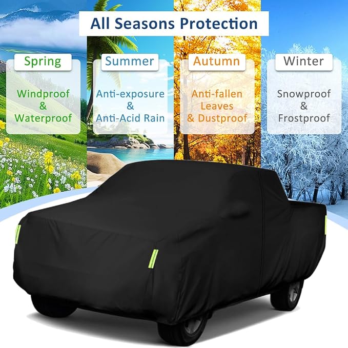 Sailnovo Car Cover Waterproof All Weather,7 Layers Heavy Duty Outdoor Full Car Cover, Snowproof Rainproof Windproof Sun UV Protection (PE+Cotton, XXL Fit Length Up to 250", Max Cab Length 154")