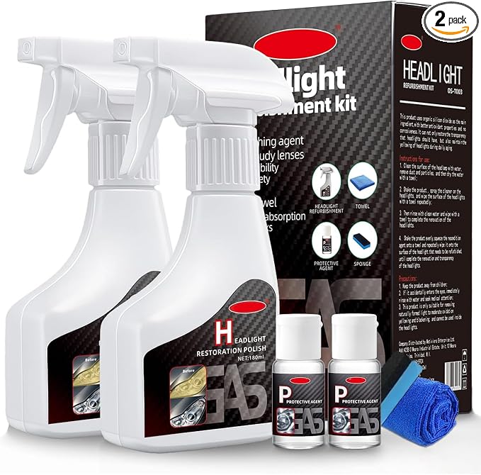 Automotive Headlamp Restoration Fluid Kit, 2025 New Headlight Restoration Kit,Multifunctional Car Headlight Polishing, Durable Headlight Repair Kit for All Vehicle Types (1Set)