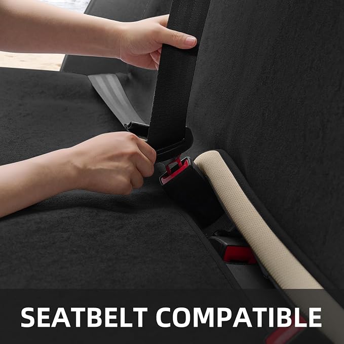 Waterproof Car Seat Cover Bench Black Full Size Universal Fits Car Sweat Towel for Trucks SUV Van Rear Car Seat Protector Protector Cloth Seats Pack of 1