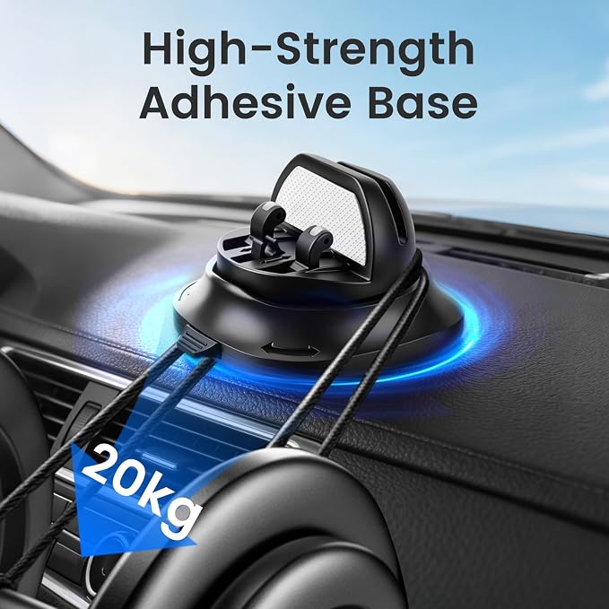 Car Phone Holder Dashboard Phone Mount for Car 360 Degree Rotation Silicone Non-Slip for Various Dashboards,Adjustable Spring Clip Desk Phone Stand Compatible with All Smartphones