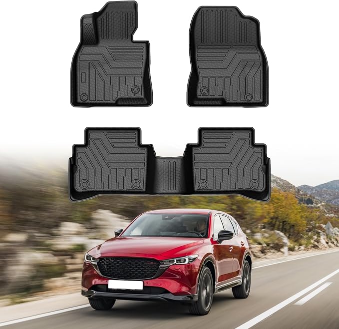 Mixsuper CX-5 Floor mats-Floor mat for Mazda CX-5 2017 2018 2019 2020 2021 2022 2023 2024 2025,All Weather TPE Rubber Floor Liners Protection for CX-5 Accessories,2 Row Anti-Slip Car Mats, Black