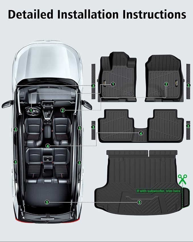 Floor Mats Custom for Honda HR-V 2023-2026 & Acura ADX 2025 2026 | All Weather TPE Rubber Floor Liners, Cargo Liner & Door Sill Protectors Full Set for ADX Accessories, Black