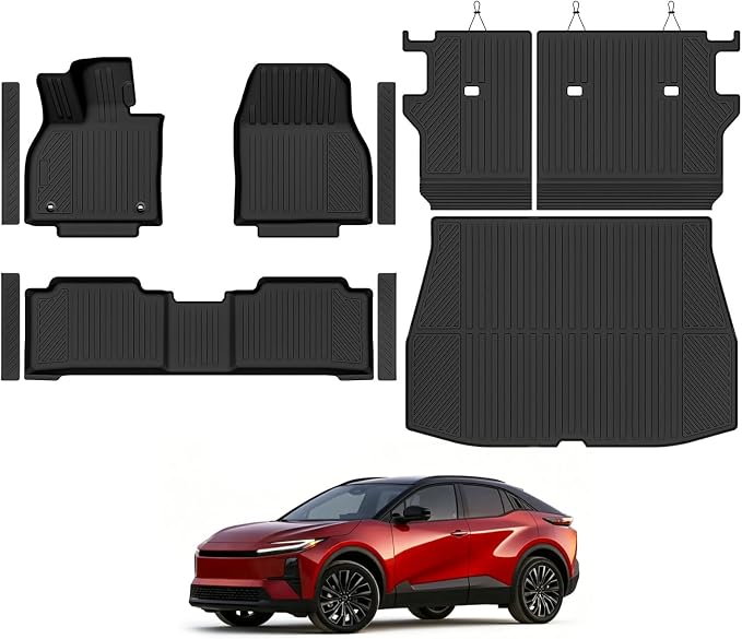 Custom Fit Floor Mats for 2026 Toyota C-HR | All Weather TPE Floor Liners & Trunk Mat & Backrest Protectors & Door Sill Guard | Odorless Full Set Interior Accessories