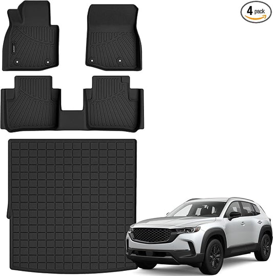 Auxko All Weather Floor Mats Cargo Mat for Mazda CX-50 Hybrid 2025 2026 TPE Liners All Season Accessories Guard Odorless Anti-Slip Floor Liners for Mazda CX50 Hybrid