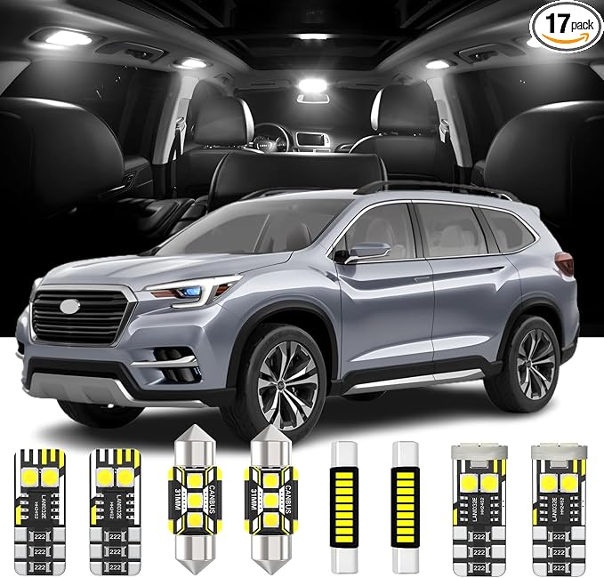 17 Pieces Interior LED Lights fit for Subaru Ascent 2019 2020 2021 2022 2023 LED Interior Bulb with Install Tool