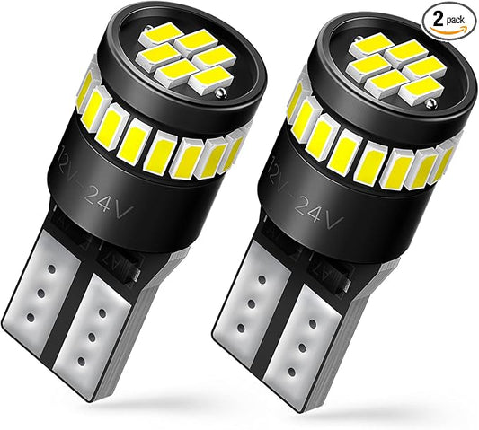 AUXITO 194 LED Bulbs for License Plate Light 168 175 2825 W5W T10 24-SMD 3014 Chipsets 6000K White for Car Dome Door Map Dash Courtesy Cargo License Plate Lights, Pack of 2