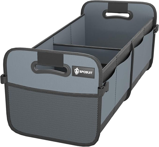 Sposuit Trunk Organizer for Car - 70L Collapsible Car Storage with 11 Pockets & Reinforced Handles, SUV Trunk Organizers for Grocery Cargo(Grey)