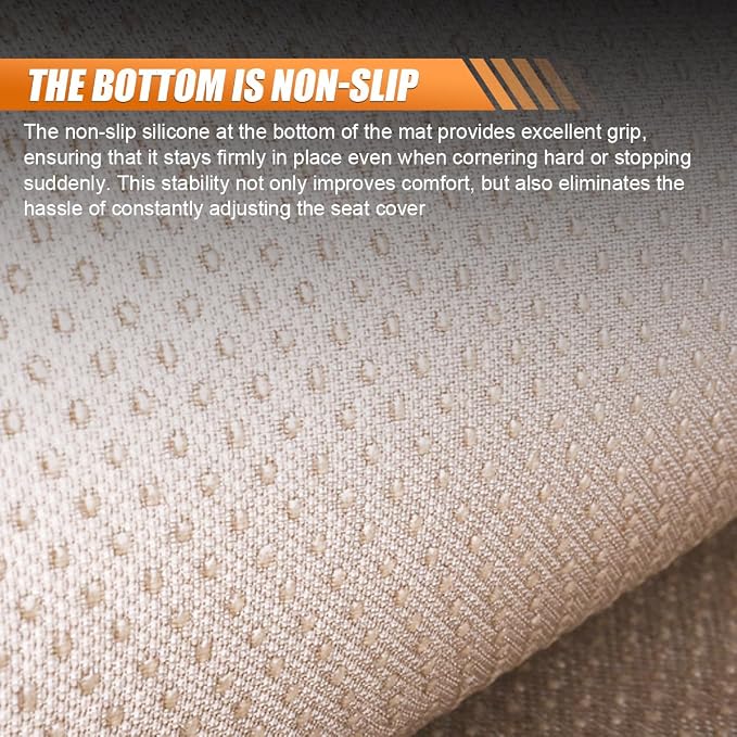 Car Rear Seat Cover, Breathable Linen Auto Seats Cushion (Beige) | Anti-Slip Vehicle Seat Pad with Storage Pocket, Universal Automotive Seats Protection Mat for Car, SUV, Truck