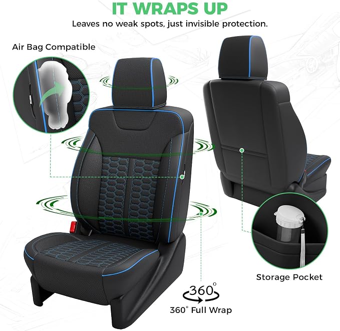 Custom Seat Covers for 2014-2018 Silverado/Sierra 1500 Crew Cab | Fits 2500/3500HD 2015-2019, Jump Seat Cover(armrest storage only), Faux leather, Waterproof, Scratch-resistant, Easy-clean