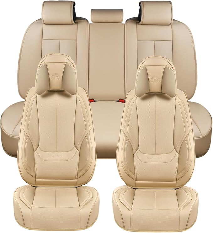 Coverado Car Seat Covers, Seat Covers for Cars, Waterproof Leather Auto Seat Protectors, Leather Car Seat Cushion, Car Interiors Accessories Universal Fit for Most Cars