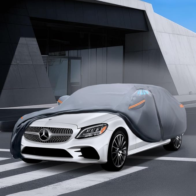 Waterproof Mercedes-Benz S-Class S250 S300 S350 S400 S450 S500 S550 S600(1991-2026) Car Cover with Breathable Vents, [Upgrade] Premium Cover with Cotton Liner and Zipper,Sun Rain Snow Dust Uv Protect.