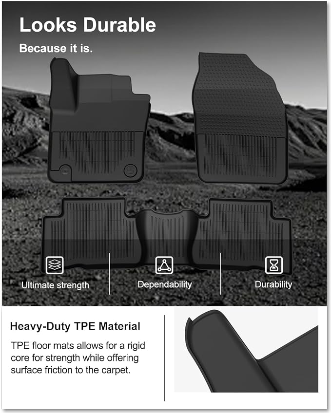 Kiwi Master Floor Mats for 2018-2023 Toyota C-HR | OEM Replacement PT206-1C160-20, Custom Fit All Weather Car Mats, Heavy Duty TPE Floor Liners, Front & Rear 2 Row Set, Black